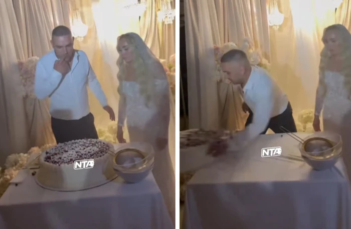 العروس غادرت باكية … بالفيديو:  كعكة الزفاف تفجّر أزمة زوجية في أول ليلة بين عروسين بتركيا