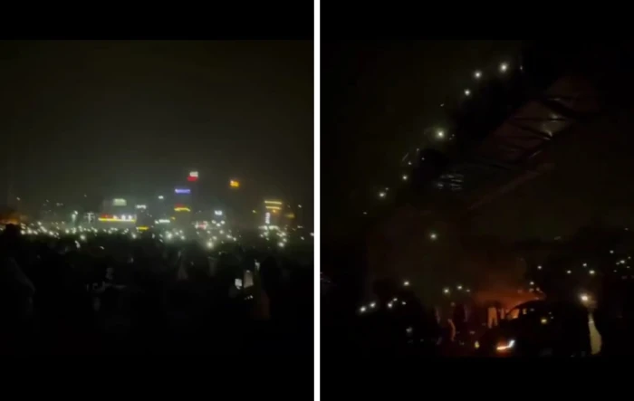 الظلام لم يُسكتهم.. بالفيديو: متظاهرو طهران يواجهون قطع الكهرباء بضوء الهواتف