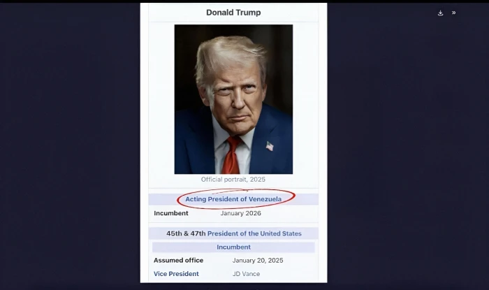 ترامب يعلن نفسه حاكما مؤقتا لفنزويلا .. ويسخر من نائبة "مادورو" - صورة