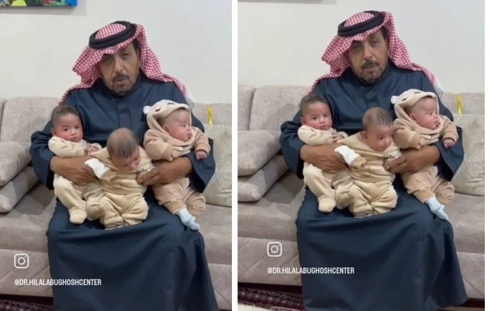 بالفيديو: سعودي يرزق بتوأم ثلاثي ولدين وبنت بعد إجراء عملية في الأردن