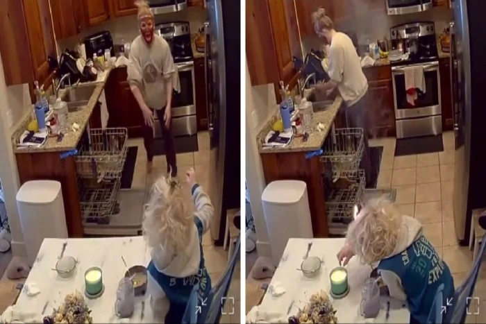 بالفيديو: ردة فعل أم بعدما تفاجأت باشتعال النار في رأس طفلها أثناء تناوله الطعام قرب شمعة