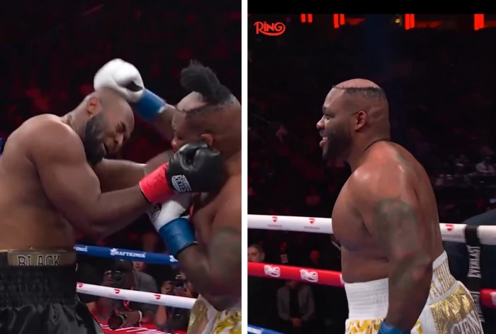 بالفيديو: لكمة قوية تخلع "باروكة" الملاكم " جاريل ميلر" وتكشف رأسه الأصلع أمام الجمهور