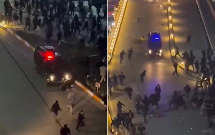 قتلت امراة وأصابة آخرين.. بالفيديو: مدرعة تابعة لقوات الأمن الإيرانية "تدهس" المتظاهرين في "أردبيل"