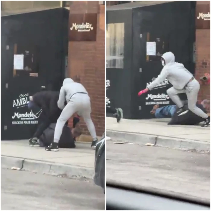 في وضح النهار .. بالفيديو.. سطو مسلح على رجل وسط شارع  في شيكاغو