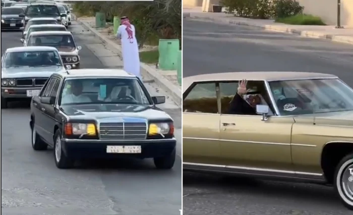بالفيديو.. زفاف عريس سعودي في قافلة من السيارات الكلاسيكية