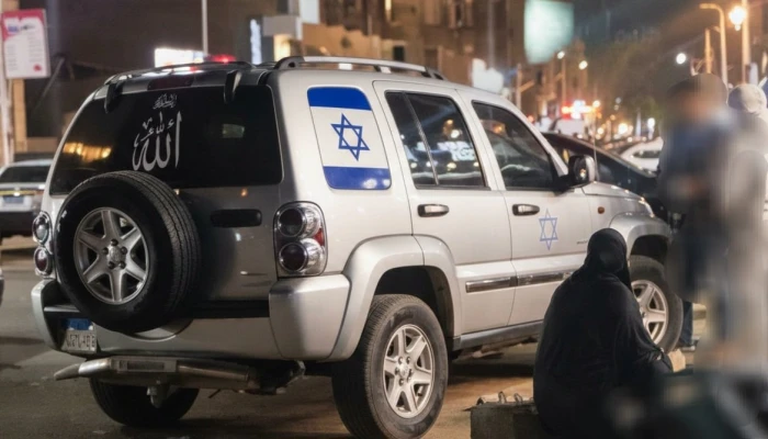 "سمات السيادة البديلة".. العثور على ورقة غامضة داخل السيارة التي رفعت علم إسرائيل في مصر (صورة)