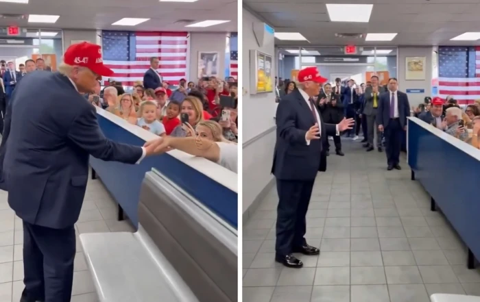 ‏بالفيديو: ترامب يطلب وجبات هامبرغر لجميع الزبائن  في مطعم " واتابيرغر " على حسابه الشخصي