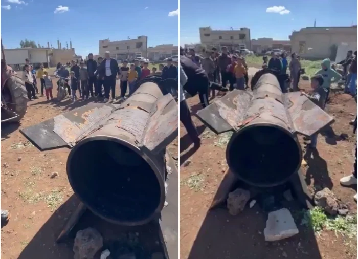 بالفيديو.. صاروخ إيراني يسقط في مدينة إنخل السورية