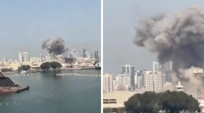 بالفيديو: لحظة سقوط  صواريخ إيرانية على مدينة أبوظبي