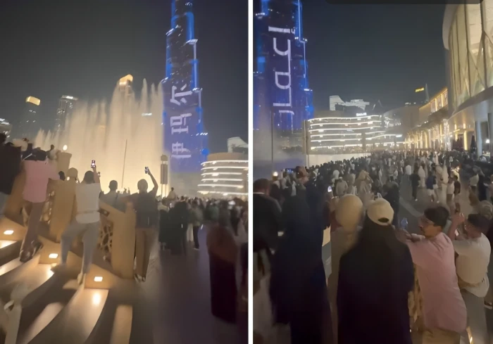 بالفيديو.. سائح يوثق تحليق الصورايخ الإيرانية فوق برج خليفة