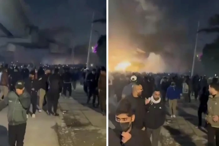 بالفيديو.. عراقيون موالون إلى إيران  يحاولون اقتحام السفارة الأمريكية في بغداد