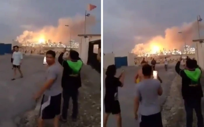 بالفيديو: لحظة اشتعال مصفاة نفط البحرين بعد استهدافها بصاروخ باليستي إيراني