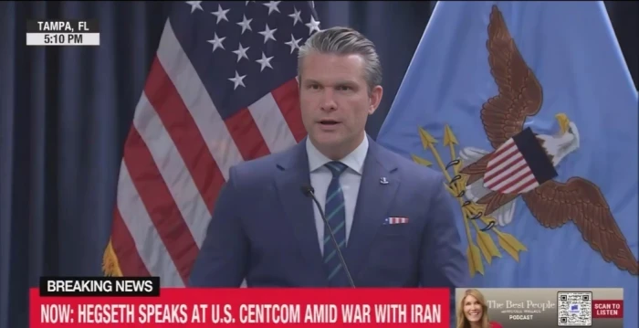 بالفيديو.. وزير الحرب الأمريكي يهدد إيران: إذا كنت تعتقد أنك رأيت حرباً قوية فانتظر قليلاً.. هناك قوة أكبر في الطريق وستبسط سيطرتها