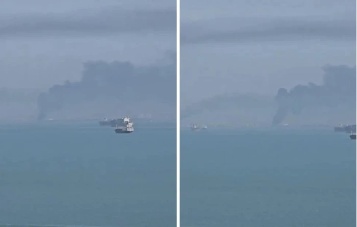 بالفيديو.. لحظة قصف سفينة إيرانية في ميناء بندر عباس وإغراقها في المياه