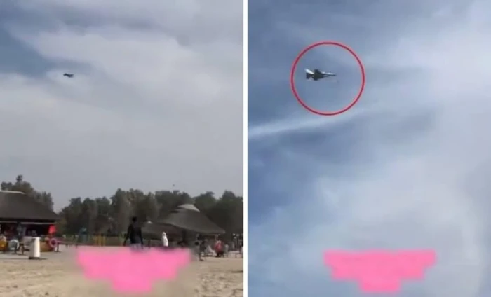 بالفيديو.. مقاتلة إماراتية «F-16» تطارد مسيرة إيرانية فوق شواطئ دبي وتسقطها بعد مناورة مثيرة