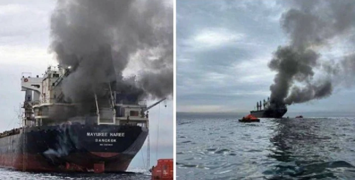 بالصور.. استهداف سفينة تايلاندية قبالة سواحل عُمان يشعل حريقًا ويوقع إصابات