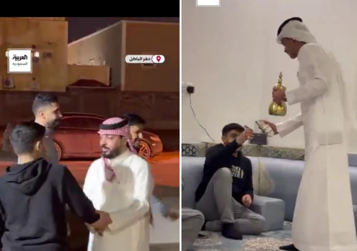 بالفيديو: مواطن سعودي يفتح منزله لاستضافة الكويتيين القادمين عبر مطار القيصومة في حفر الباطن