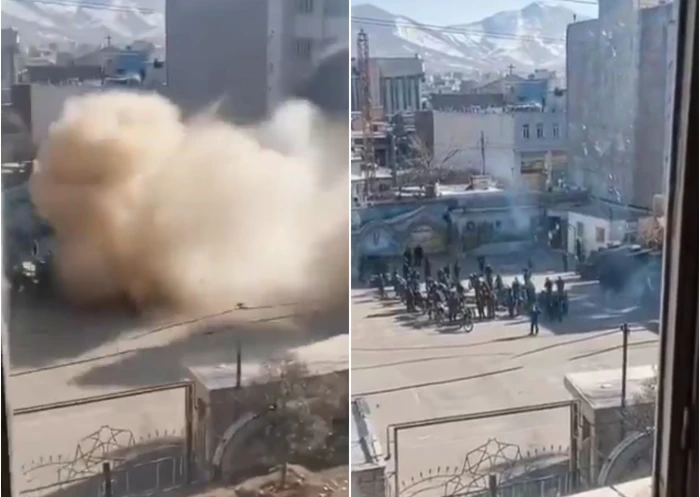 بالفيديو.. لحظة استهداف قوة من الباسيج التابعة للحرس الثوري الإيراني