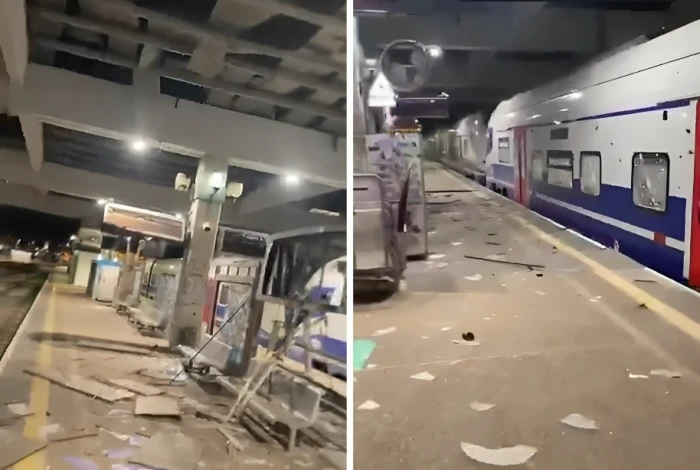بالفيديو.. حجم الدمار داخل محطة قطارات في تل أبيب جراء قصف إيراني بالذخائر العنقودية