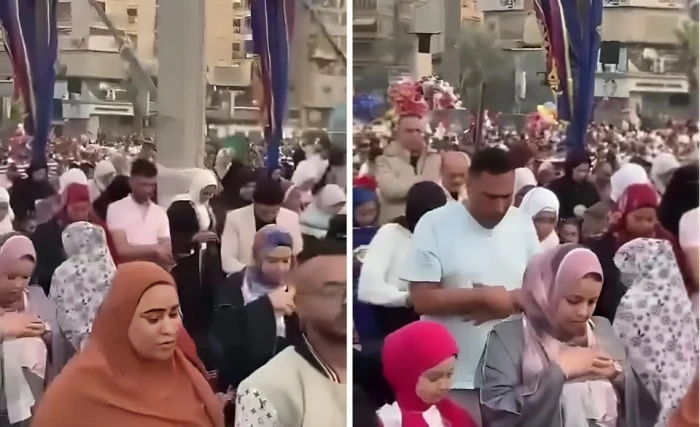 «صلاة العيد في مصر بمشهد مختلف».. بالفيديو: نساء بجانب الرجال في الشارع.. ربما تجمعهم صلة قرابة