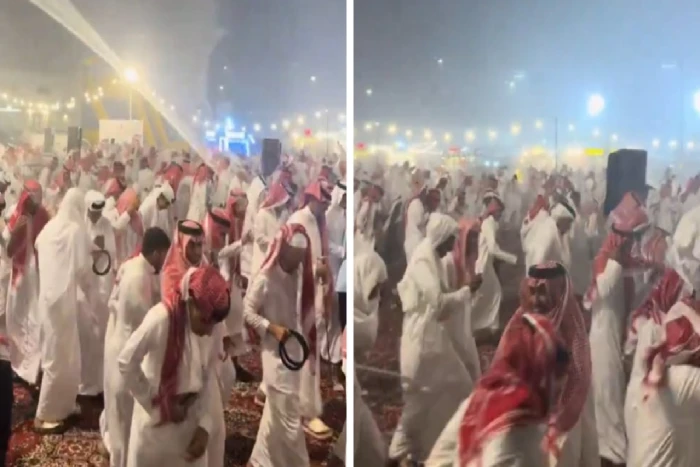 بالفيديو.. هطول الأمطار الغزيرة  تفاجئ احتفال أهالي الأحساء بالعيد وتدفعهم للهروب