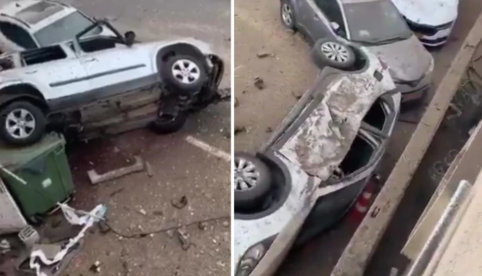 فيديو يوثق انقلاب سيارات وتضرر منازل إثر سقوط قنابل عنقودية إيرانية على وسط إسرائيل