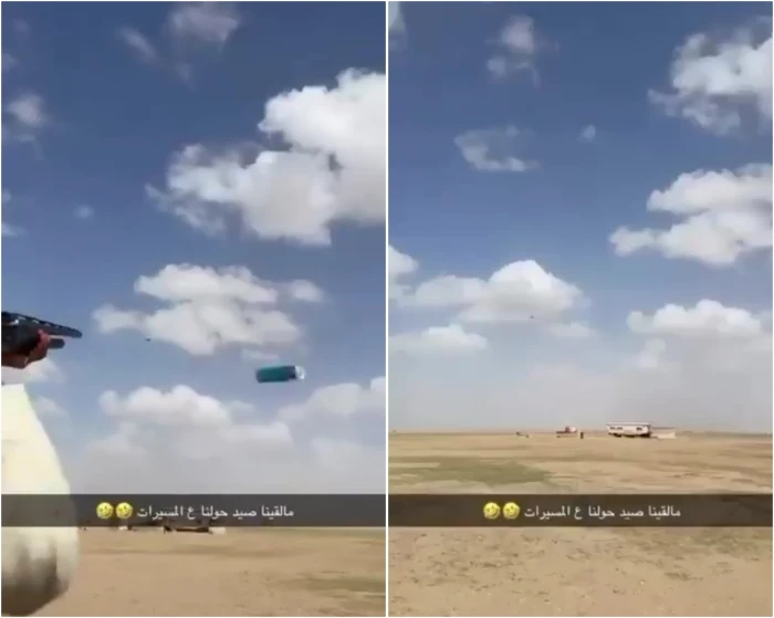 بالفيديو.. كويتيون يحاولون اصطياد مسيرة إيرانية انتحارية باستخدام بنادق الصيد!