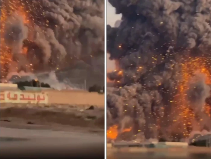 بالفيديو.. لقطات جديدة لانفجار مستودع ذخيرة للحرس الثوري في أصفهان جراء غارة إسرائيلية