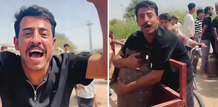احتضنها وقبّلها.. فيديو يوثق فرحة مواطن عراقي بعد حصوله على أسطوانة غاز