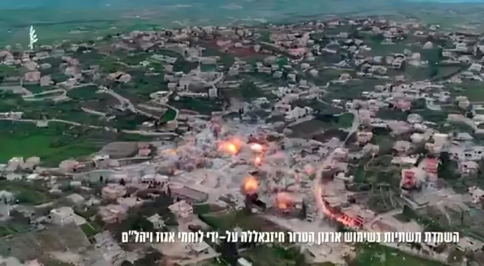 بالفيديو.. لحظة قصف مدينة بنت جبيل «معقل حزب الله» جنوب لبنان.. وتدمير حي بالكامل