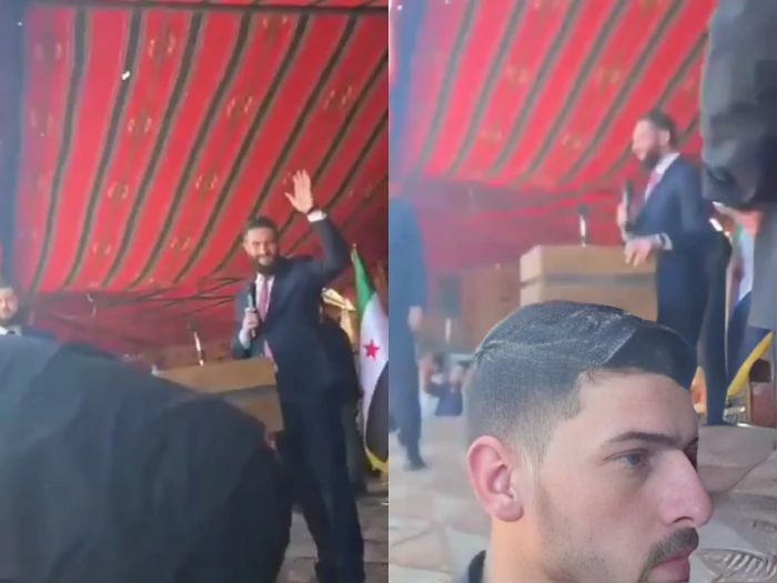 بالفيديو: ردة فعل مواطن سوري عندما طلب منه الحارس الشخصي للرئيس "الشرع" التراجع وعدم الاقتراب من المنصة