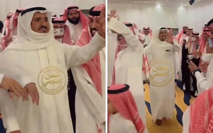 ‏بالفيديو.. عبدالله السدحان يؤدي «عرضة السامري» خلال حفل زفاف ابنه