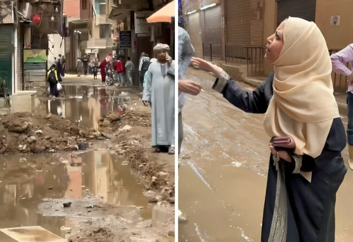 "عيب فضيحتنا تبقى على جميع العالم".. بالفيديو: مصريون يشتكون من غرق الشوارع والمنازل بمياه الصرف الصحي في الجيزة