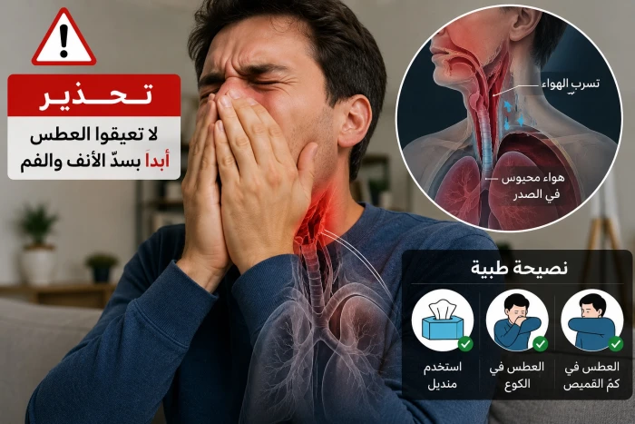 لا تكتم العطس.. أطباء يكشفون مضاعفات خطيرة قد تصيبك عند محاولة كتم عطسة بالقوة