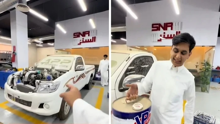 450 ريال للدوسة الواحدة..بالفيديو:  شاب يكشف استخدامه بنزين طائرات لتشغيل هايلوكس
