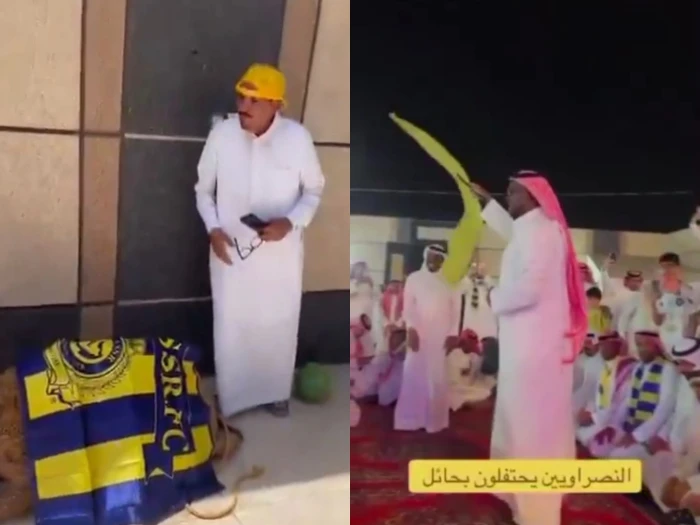 بالفيديو: عرضة وسامري ونحر جمل.. النصراويون يواصلون احتفالاتهم في حائل
