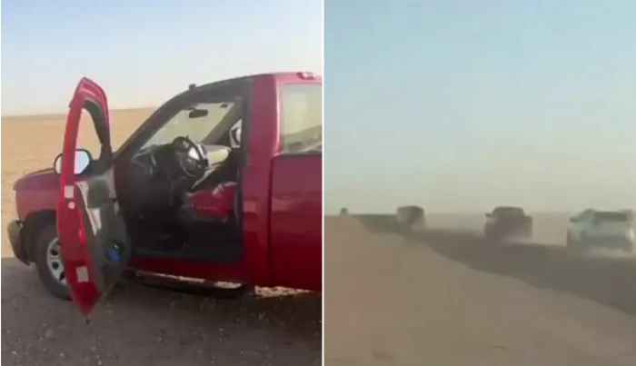 فيديو يوثق لحظة مطاردة السلطات الكويتية لمركبة الهاربين من السجن في الصحراء