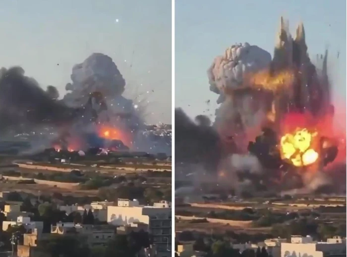 بالفيديو... لحظة وقوع انفجار هائل داخل مصنع للألعاب النارية في مالطا