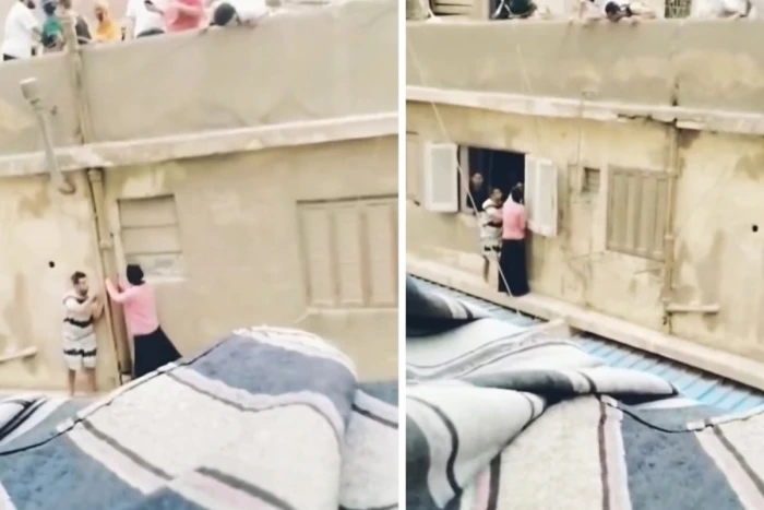 بالفيديو:فتاة سودانية تحاول الانتحار من أعلى عمارة بالقاهرة وشاب مصري يتدخل في اللحظات الأخيرة