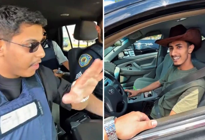 بالفيديو: ردة فعل التيك توكر السعودي بعد تفاجئه بضبط سائق يمني أثناء مشاركته تجربة الشرطة الأمريكية في القبض على المخالفين