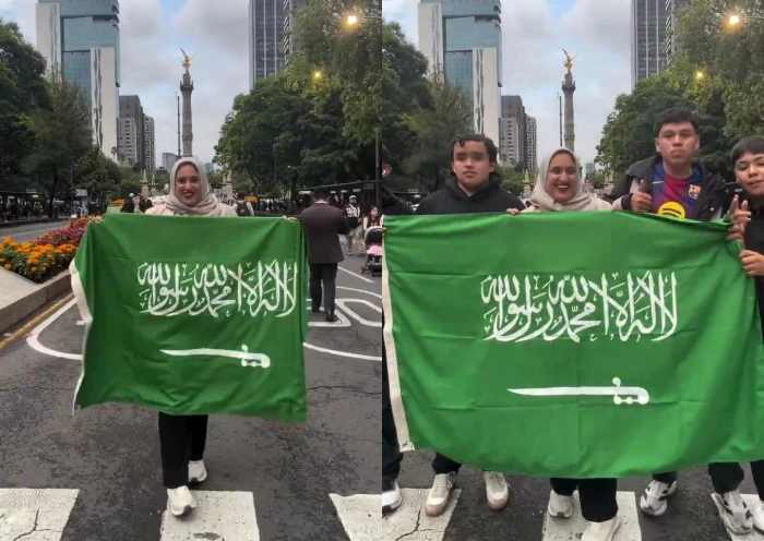 «يحسبوني سعودية».. بالفيديو.. ردة فعل جماهير المكسيك بعد رفع سيدة كويتية علم السعودية في كأس العالم