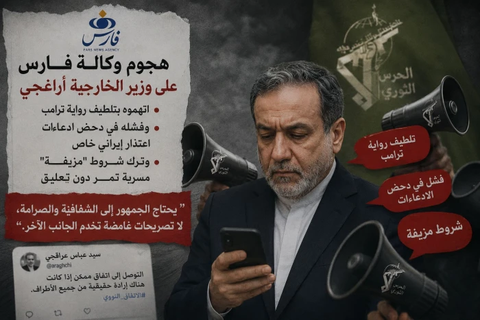 وكالة أنباء “فارس” التابعة للحرس الثوري تنتقد وزير الخارجية “عراقجي” وتتهمه بتلطيف رواية ترامب وفشله في دحض ادعاءات اعتذار إيراني