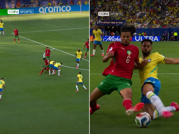 صاحب الشعر الكثيف.. بالفيديو: مهارات اللاعب المغربي أيوب بوعدي تخطف الأنظار أمام البرازيل في أول ظهور مونديالي