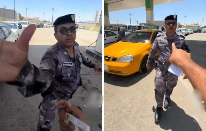 بالفيديو.. شرطي عراقي يصفع صانع محتوى على وجهه داخل محطة وقود في كركوك