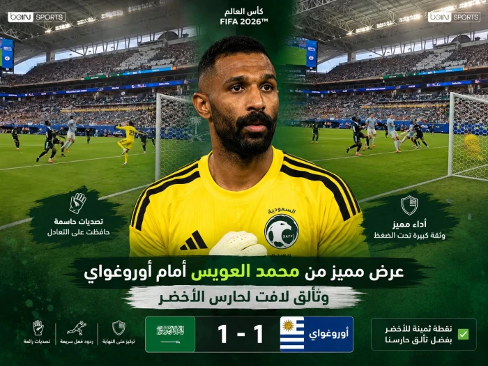 بالفيديو : أبرز تصديات محمد العويس في مواجهة السعودية وأوروغواي