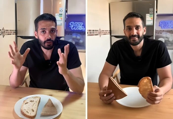 "أيهما أقل؟".. بالفيديو: صانع محتوى يكشف الفرق بين شريحة من خبز الساوردو وخبز البر في التأثير على سكر الدم