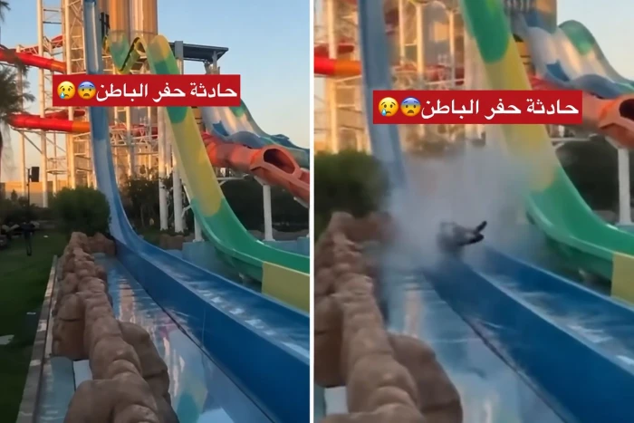 بالفيديو .. سقوط شاب من لعبة مائية بحفر الباطن وتعرضه لإصابة خطيرة