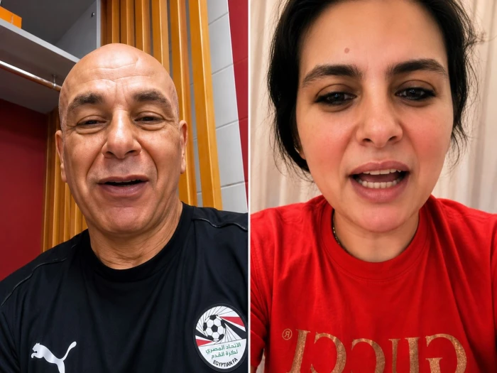 «أنا مش مصدقة.. أنت أسطورة ووحش».. بالفيديو.. ردة فعل زوجة حسام حسن خلال تهنئته بفوز منتخب مصر على نيوزيلندا