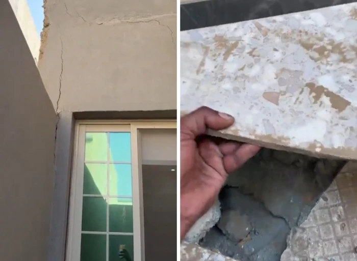 "حسبي الله عليك  البيت مخلخل خلخلة".. بالفيديو: مواطن يوثق تشققات وتصدعات واسعة داخل جدران منزله