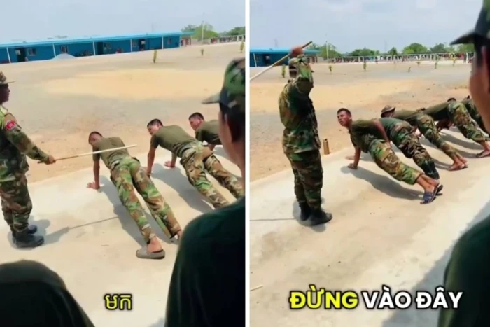 بالفيديو.. جلد مجندين بعصا غليظة لتدريبهم على قوة التحمل